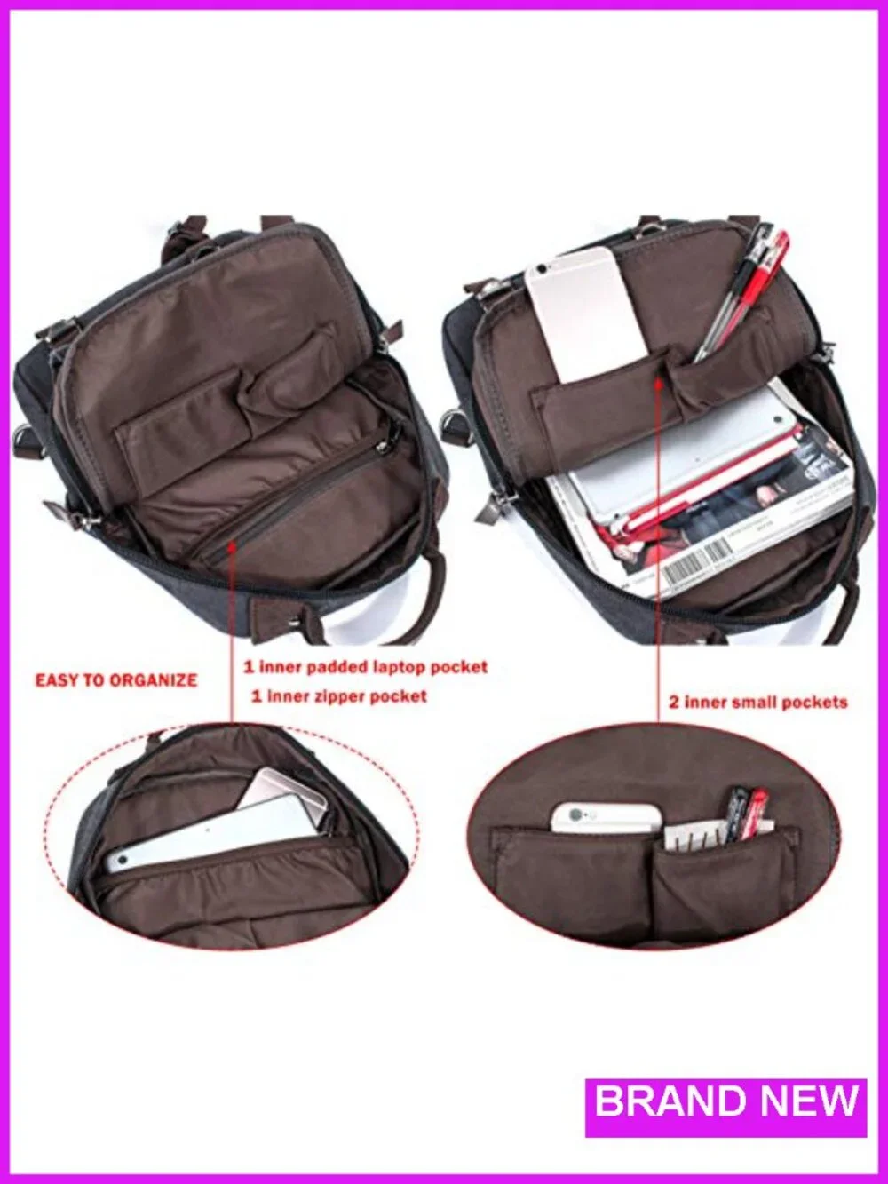 Canvas Messenger Bag Unisex Laptop Crossbody Shoulder Sling Travel Work Bag